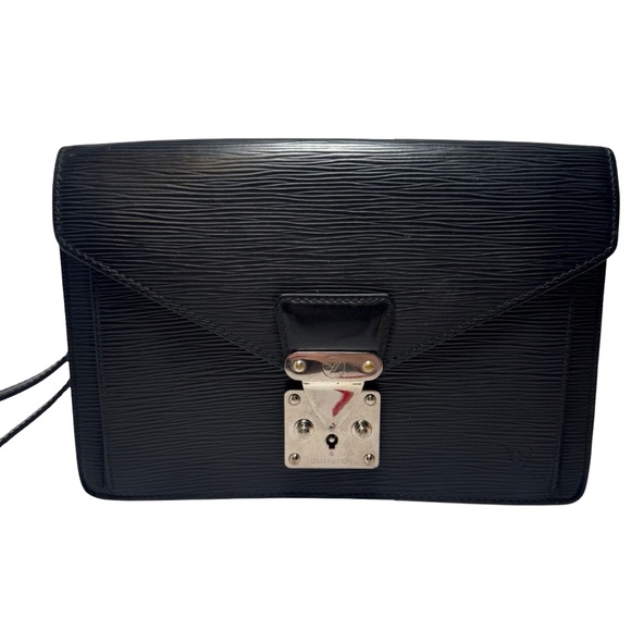 Louis Vuitton Pochette Sellier Black Epi Leather Clutch w/Silver Hardware Unisex - Picture 1 of 14